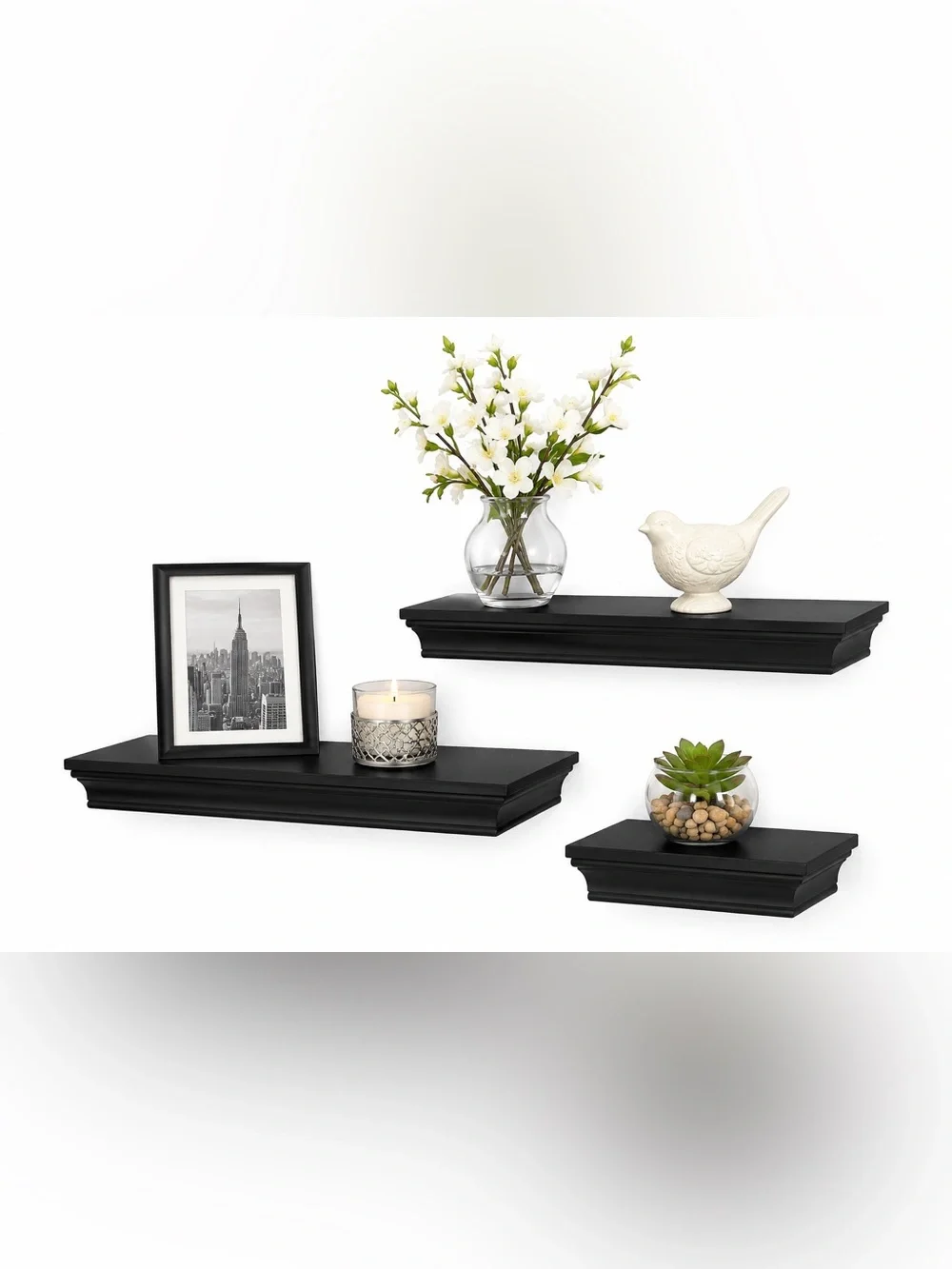 Main Stays Floating Wall Shelves Set in Black - Home Wall Decor SOLD